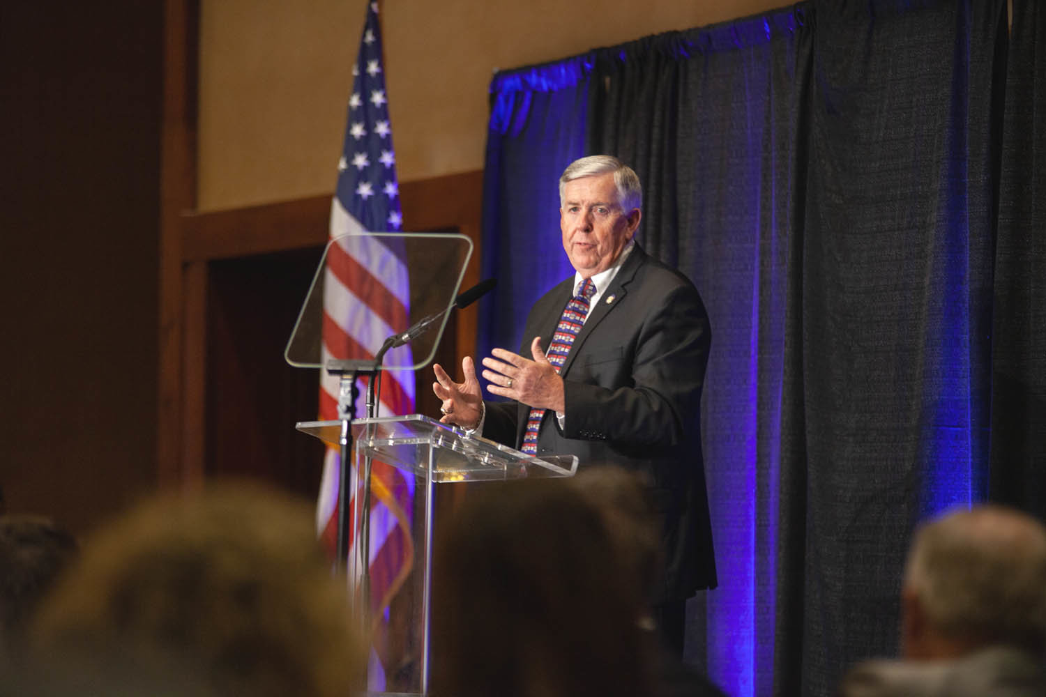 STATE OF STATE: Missouri Gov. Mike Parson speaks about 2019 legislative accomplishments at the White River Conference Center.